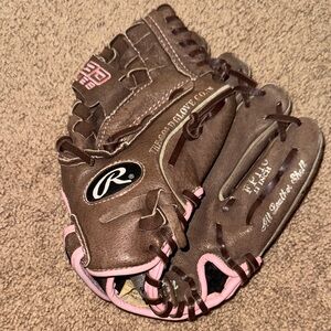 Rawlings Brown and Pink Softball Glove